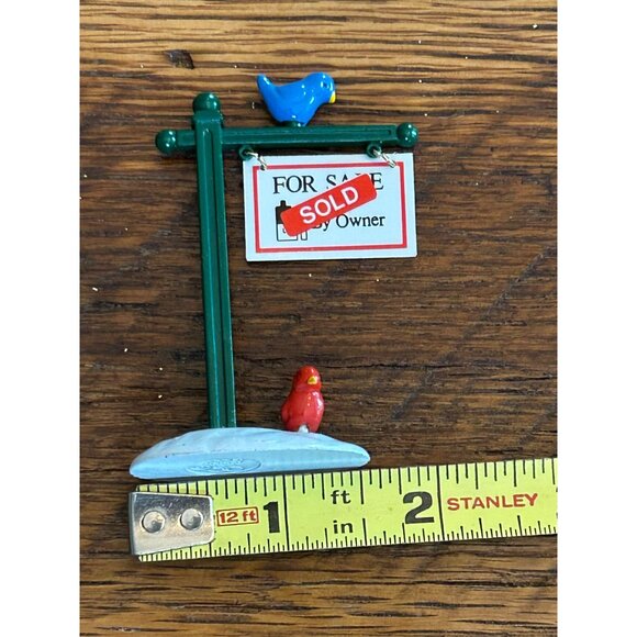 Vintage Dept 56 Real Estate Sign W/ Birds Village Accessory - Picture 7 of 7